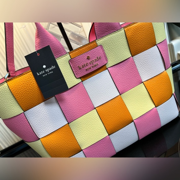 NEW Kate Spade Basket Woven Leather Tote with Dust Bag - Picture 3 of 16